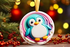 pastel Christmas Penguin with Melting Edges Ornament Product Image 1