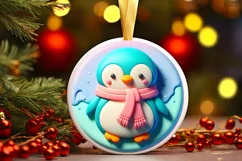 pastel Christmas Penguin with Melting Edges Ornament Product Image 3