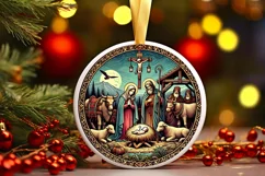 Round Christmas Ornament Sublimation|Clipart Product Image 2