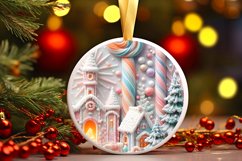 Round Winter Scene Ornament Sublimation PNG Product Image 3