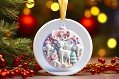 Round Christmas Ornament Sublimation|Clipart Product Image 2