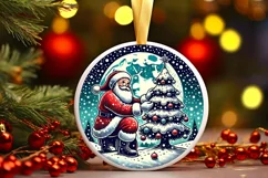 Round Christmas Ornament Sublimation|Clipart Product Image 1