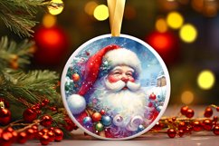 Round Christmas Santa Ornament Sublimation PNG Product Image 1