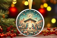 Round Christmas Ornament Sublimation|Clipart Product Image 2