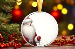 Round Christmas Santa Ornament Sublimation PNG Product Image 3