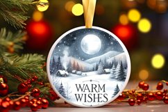 Round Winter Scene with Warm Wishes Sublimation PNG Product Image 1