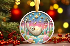 Round Christmas Ornament Sublimation|Clipart Product Image 1