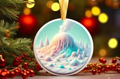 Molten Candy Winter Scene Round Sublimation PNG Product Image 3