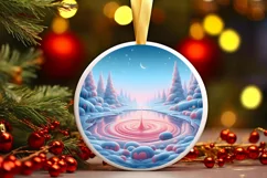 Molten Candy Winter Scene Round Sublimation PNG Product Image 1