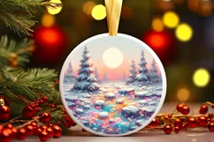 Pastel Molten Candy Winter Scene Ornament PNG Product Image 1