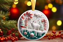 Round Christmas Ornament Sublimation|Clipart Product Image 1