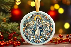 Round Christmas Ornament Sublimation|Clipart Product Image 2