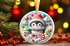 Round Christmas Ornament Sublimation|Clipart Product Image 2
