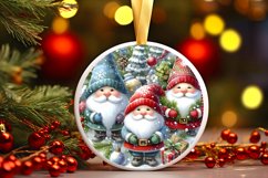 Winter Gnomes Round Christmas Ornament Sublimation PNG Product Image 3