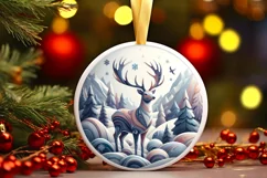 Round Christmas Ornament Sublimation|Clipart Product Image 1