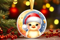Cute Baby Rabbit on Moon Round Christmas Ornament Product Image 2