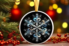 Snow Flake Christmas Round Cute Ornament Sublimation Product Image 2