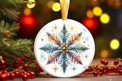 Snow Flake Christmas Round Cute Ornament Sublimation Product Image 2