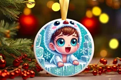 Round Christmas Ornament Sublimation|Clipart Product Image 2