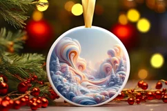 Molten Candy Winter Scene Round Sublimation PNG Product Image 1