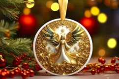 Round Christmas Ornament Sublimation|Clipart Product Image 1