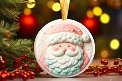 Pastel 3D Santa with Melting Edges Round Sublimation PNG Product Image 3