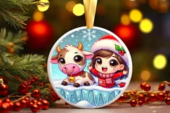 Round Christmas Ornament Sublimation|Clipart Product Image 2