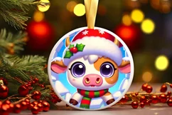 Round Christmas Ornament Sublimation|Clipart Product Image 2