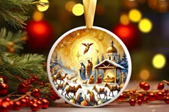 Round Christmas Ornament Sublimation|Clipart Product Image 2