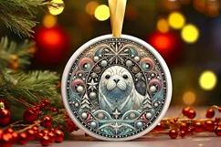 Round Christmas Ornament Sublimation|Clipart Product Image 2
