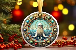Round Christmas Ornament Sublimation|Clipart Product Image 2
