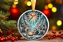 Round Christmas Ornament Sublimation|Clipart Product Image 2