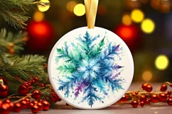 Snow Flake Christmas Round Cute Ornament Sublimation Product Image 2
