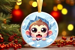Round Christmas Ornament Sublimation|Clipart Product Image 1