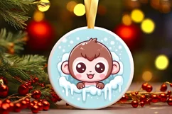 Round Christmas Ornament Sublimation|Clipart Product Image 1