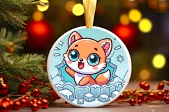 Round Christmas Ornament Sublimation|Clipart Product Image 2