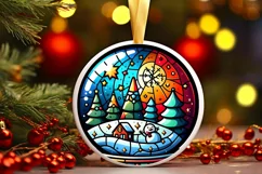 Round Christmas Ornament Sublimation|Clipart Product Image 1
