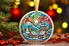 Round Christmas Ornament Sublimation|Clipart Product Image 1