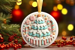 Round Christmas Ornament Sublimation|Clipart Product Image 2