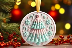 Round Christmas Ornament Sublimation|Clipart Product Image 2