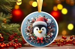 Silent Night Christmas Round Cute Ornament Sublimation Product Image 1