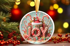 Christmas Round Cute Ornament Sublimation Product Image 2
