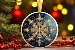 Snow Flake Christmas Round Cute Ornament Sublimation Product Image 2