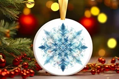Snow Flake Christmas Round Cute Ornament Sublimation Product Image 1