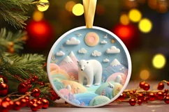 Round Christmas Ornament Sublimation|Clipart Product Image 1