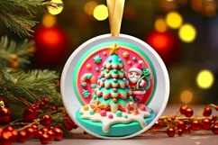 Round Christmas Ornament Sublimation|Clipart Product Image 2