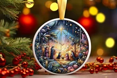 Round Christmas Ornament Sublimation|Clipart Product Image 1