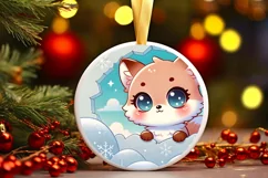 Round Christmas Ornament Sublimation|Clipart Product Image 2