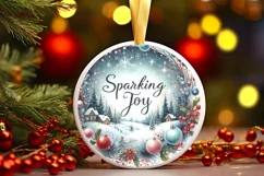 Colorful Pastel Christmas Winter Scene with Sparkling Joy Product Image 2