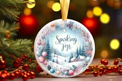 Colorful Pastel Christmas Winter Scene with Sparkling Joy Product Image 1